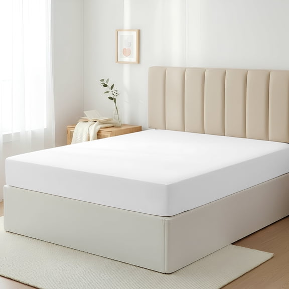 Máulli Collection Queen Fitted Sheets 400 Thread Count - 100% Cotton Queen Fitted Sheet Only (1 PC, White), Soft, Cooling Sateen Hotel Bottom Sheet