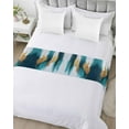 thumbnail image 5 of Xipuska Abstract Teal Gold Bed Runners for King Size Bed, Decorative Bed Throws for Foot of Bed, Green White Wall Art Textured Bed Runner Sofa Throw Bedding Scarf Protector Slipcover/Hotel, 5 of 6