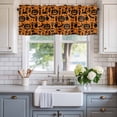 thumbnail image 2 of Halloween Farmhouse Short Window Curtain Valances, Spooky Pumpkin Fall Horror Skull Bones Ghost Rod Pocket Kitchen Valances for Living Room Bedroom Bathroom Cafe 42" x 18", 2 of 8