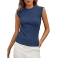 thumbnail image 1 of PRETTYGARDEN Top de Tirantes Mujer Ajustado con Canalé Gris Azul Talle S, 1 of 8