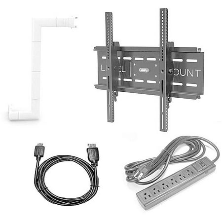 Level Mount Tilt Wall Mount Bundle for 26 - 57 in. TVs with HDMI Cable and Surge Protector and Cord Cover