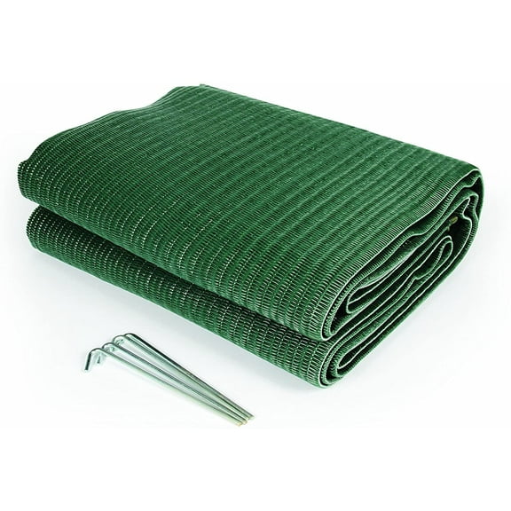 Camco 42880 Reversible Design 6 by 9 Foot Outdoor Camping Breathable Portable RV Awning Leisure Mat Pad, Woven Green