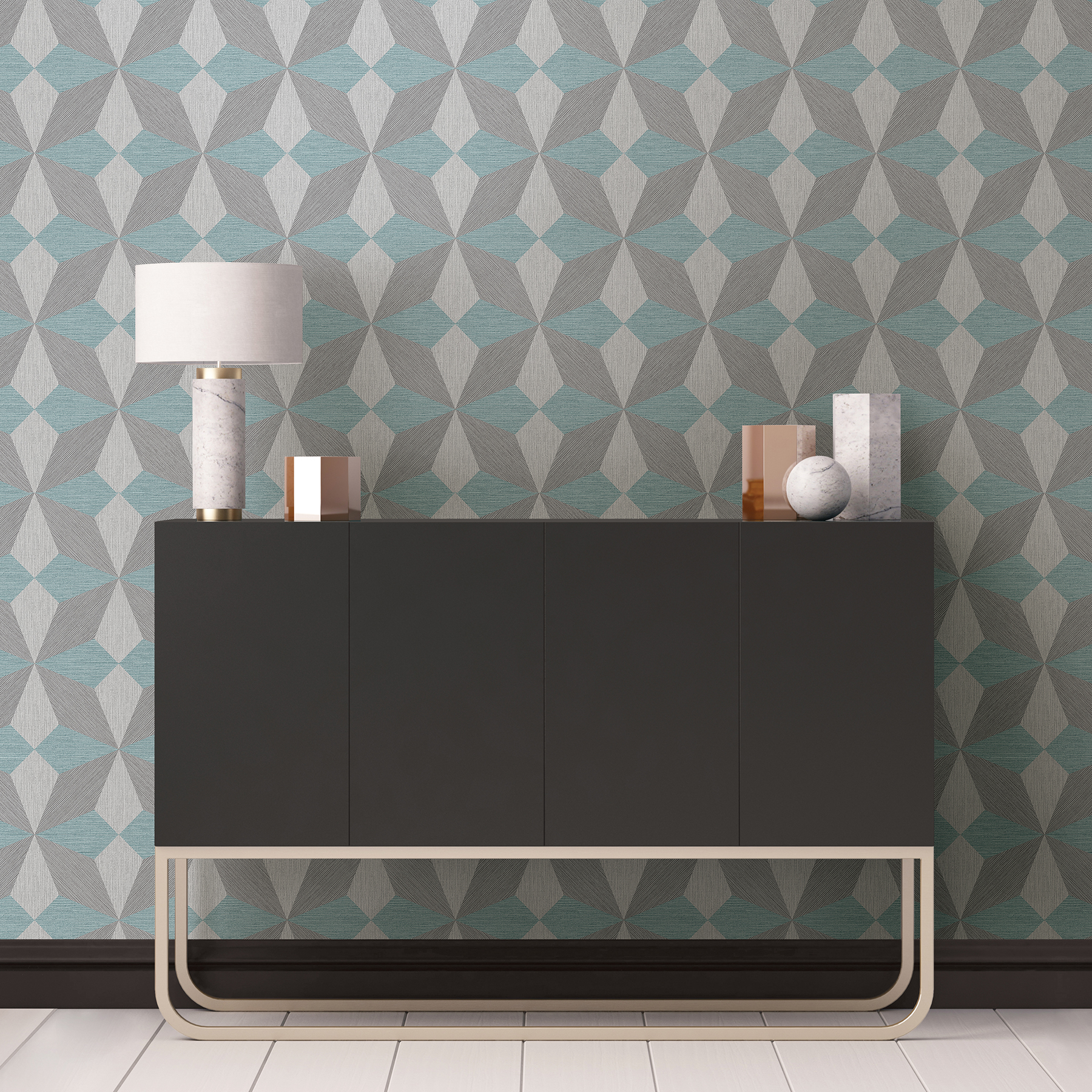 Decorline Valiant Light Blue Faux Grasscloth Mosaic Wallpaper