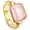 Pink Quartz Crystal, variant on Women's 14K Gold Plated Statement Rings Rectangle Oyster Turquoise Signet Ring Stainless Steel Twisted Cable Band Size 5-10