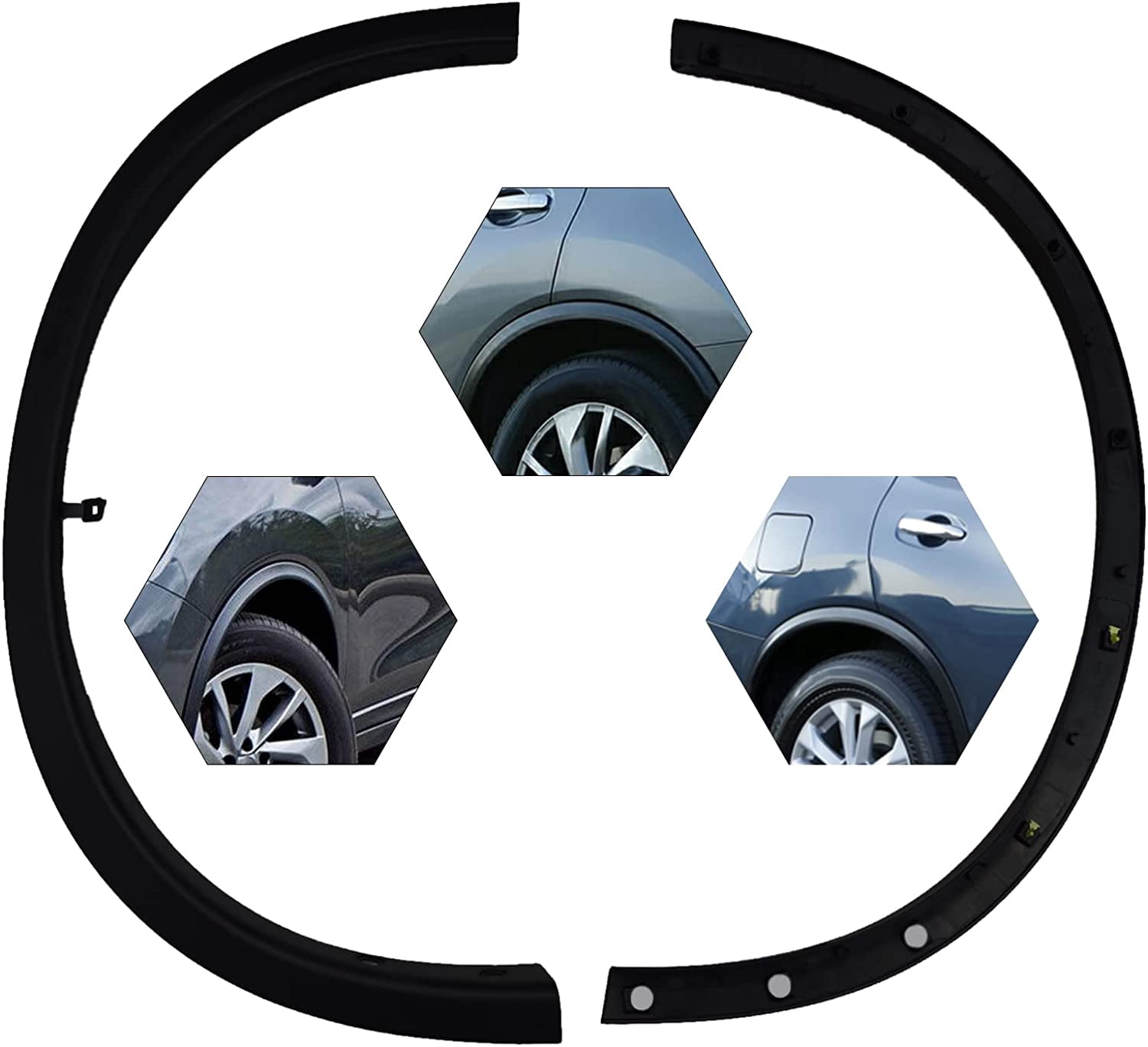 Fronimo Front Fender Flare Trim Set For Nissan Rogue 2014-2017 - Left & Right Pair, Black Plastic, OEM 638609TA1A & 638619TA1A - View #9