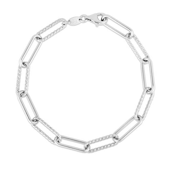 Royal Chain PGRC13832-18 18 in. Sterling Silver Palladium Polished Textured Necklace with Pear Shaped Lobster Clasp