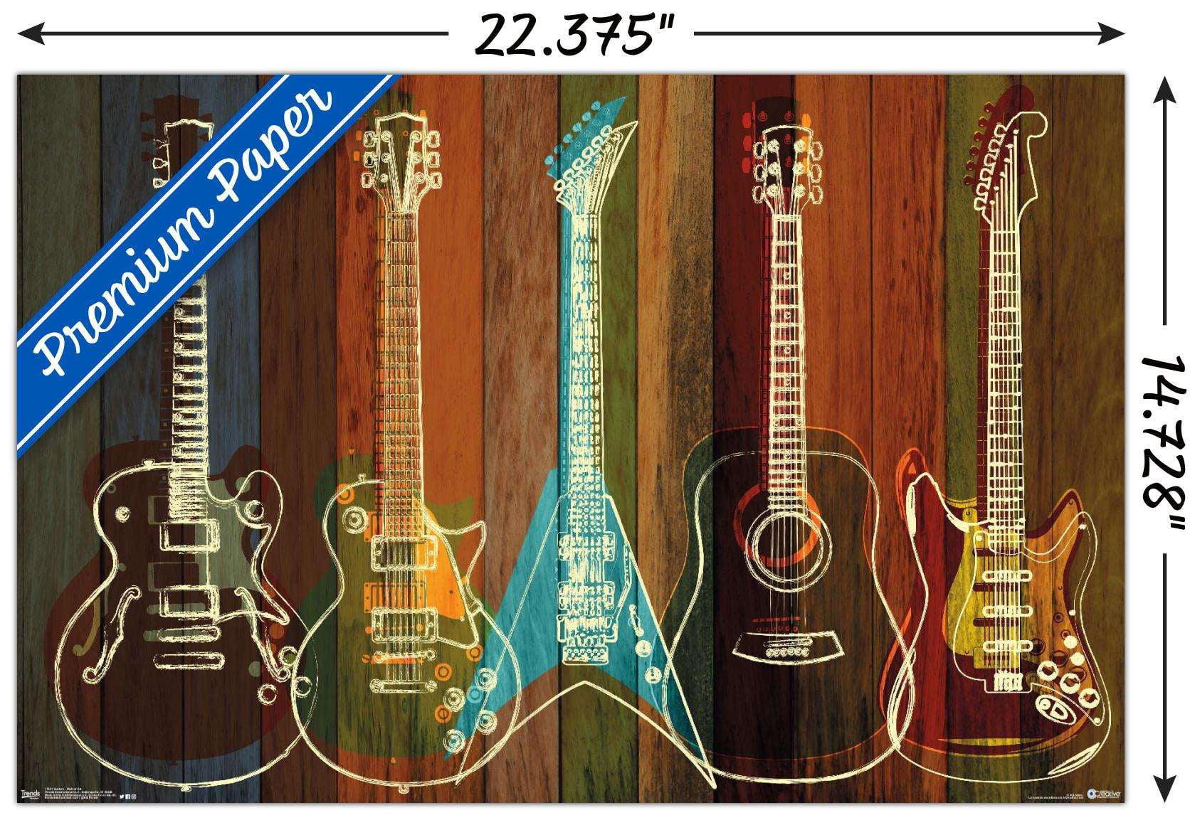 Guitars Wall Art Wall Poster, 14.725" x 22.375"