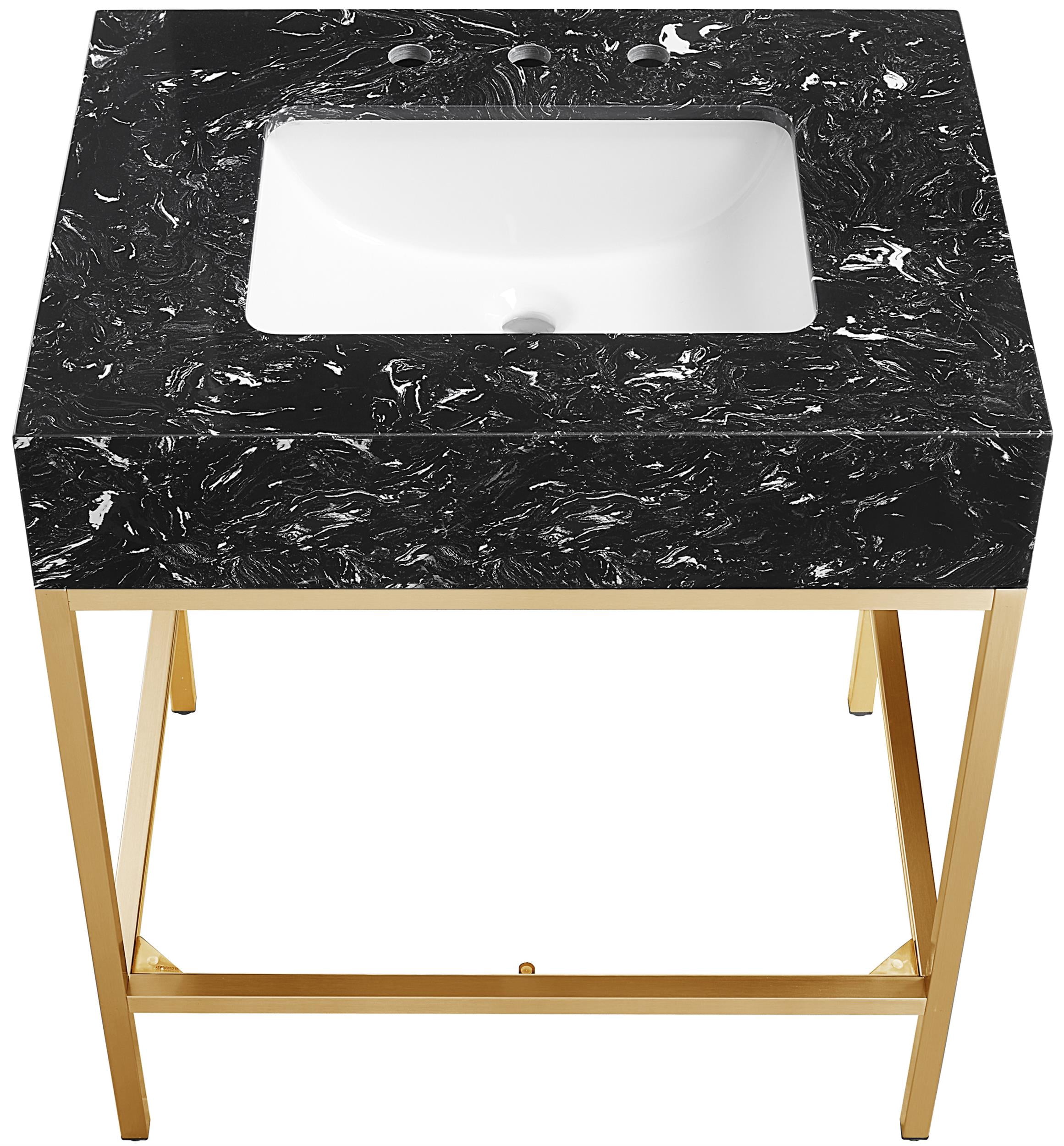 Meridian Furniture Marmo White Engineered Stone Bathroom Vanity