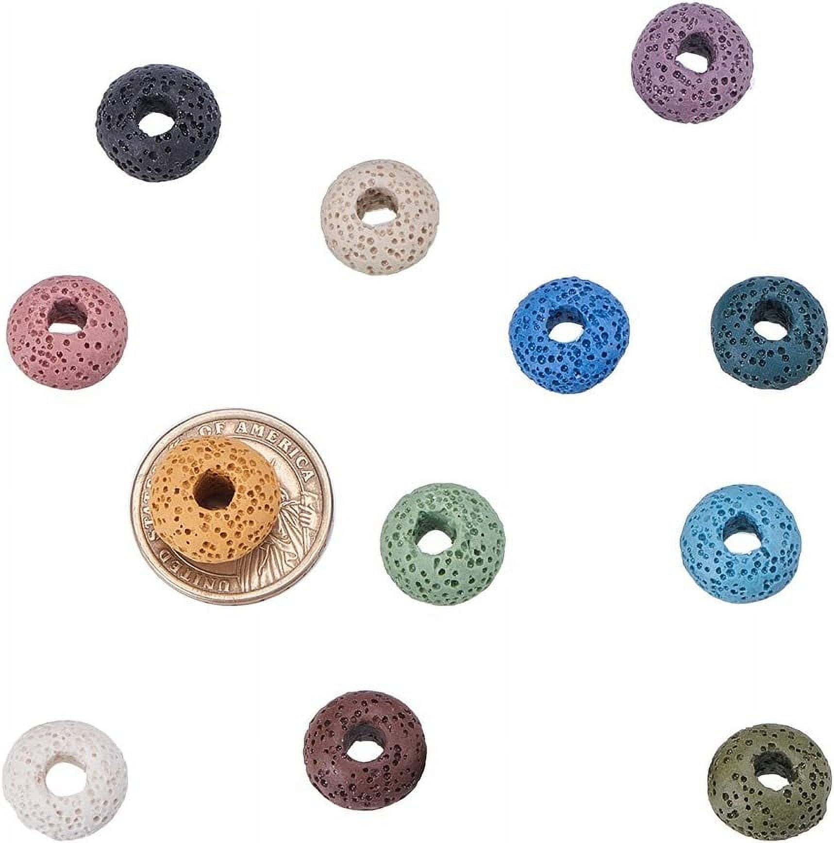 200 Pcs Random Mixed Color Lava Gemstone Beads 15mm Hair Beads for Braids Large Hole European Beads Rondelle Loose Beads for Jewelry Making