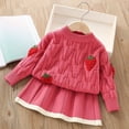 thumbnail image 2 of Zesgjue Girls Sweater Dress Style Jacquard Knit Two Piece Autumn And Winter New Girls Baby Dress Sizes 3-4 Years, Pink, 2 of 3
