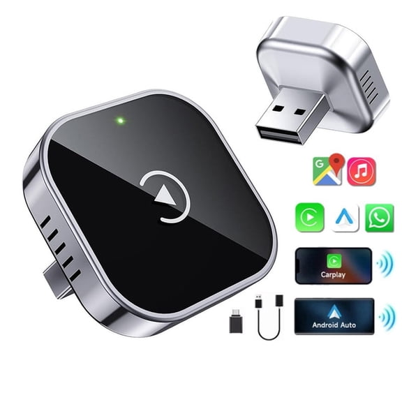 2026 Upgrade Wireless CarPlay Adapter for iPhone, Mini USB Car Play Dongle with Type-C Extension Cord, Plug & Play Stable Connection Wireless Adapter Compatible with Apple iPhone & Android, Black