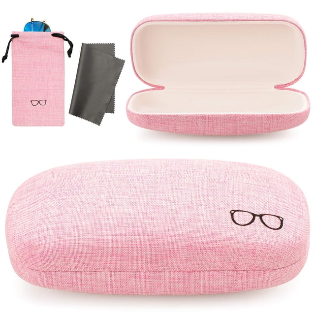 Funda para gafas de sol Vemiss Linen Fabrics, carcasa rígida, tamaño grande, rosa
