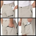 thumbnail image 4 of Weilanxin Men's Hiking Cargo Shorts Waterproof Reflective Stripe with 6 Zipper Pockets LightKhaki XS, 4 of 7