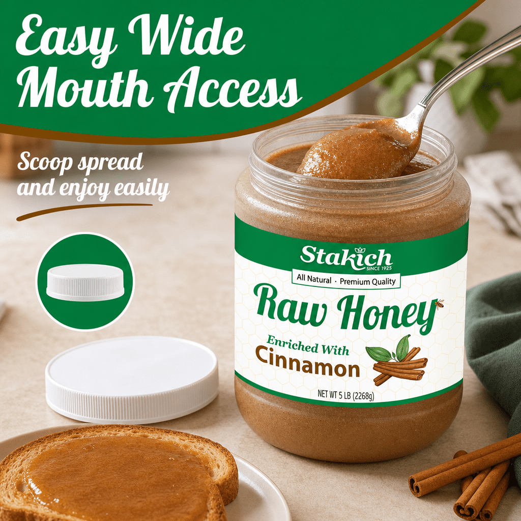 Stakich Cinnamon Enriched Raw Honey, 5.0 Lb