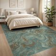 thumbnail image 3 of ODIKA 8'x10' Washable Area Rug Non-Shedding, Easy Care, Turquoise Flowing Veined Featuring Interlocking Ripples Orange for King Size Bedroom Under Bed, Master Suite, 3 of 7