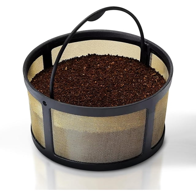 Panier Filtre Réutilisable 8-12 Tasses avec Fond en Maille Compatible avec Keurig K-Duo Essentials et K Duo Cafetières - Remplacement Permanent pour Filtres Mr Coffee Style Panier Doré Lot de 1