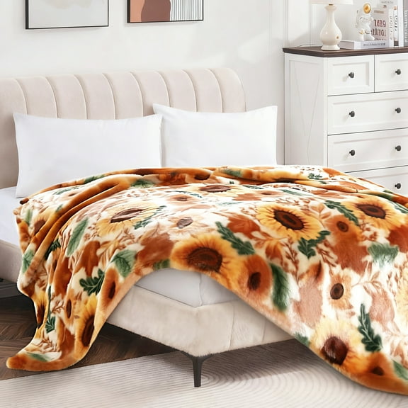 HIG Printed Single Piece Blanket, Soft Cozy 100% Polyester, Luxury All-Season Bedding, Queen