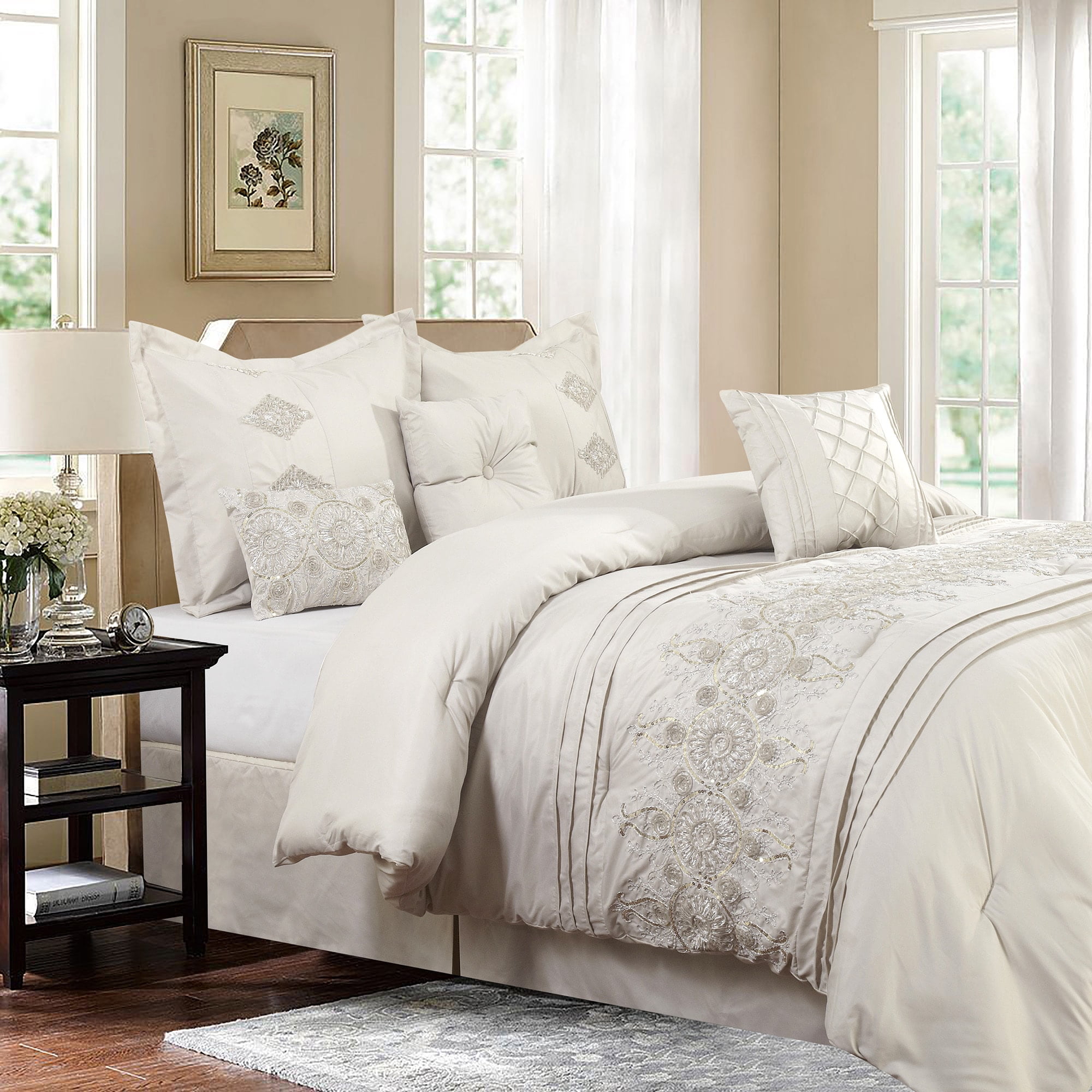 safdie & Co Registry Ivory 7piece Embroidered Comforter Set Walmart