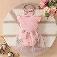 thumbnail image 4 of TOWED22 Baby Infant Girls Cute Print Short Ruffle Sleeve Summer Romper Outfits 3-24 Months Pink,3-6 M, 4 of 7
