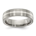 thumbnail image 1 of Gray Titanium Men's with 925 Sterling Silver-Inlay 6mm Ring Comfort-Fit Band Size 8, 1 of 4