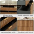 thumbnail image 4 of 60 Inch Floating Bathroom Vanity with Double Sink, Wall-Mounted Plywood Bathroom Storage Cabinet with 4 Drawers, Sintered Stone Countertop and 2 Ceramic Basins, Pre-Assembled, Dark Oak, 4 of 8