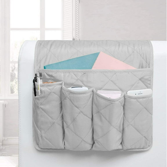 CNKOO Non-Slip Couch Recliner Chair Armrest Organizer with 5 Pockets Armchair Caddy for Smart Phone, Book, Magazines, Ipad, TV Remote Control Holder, 35x13 inches (Grey)