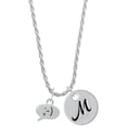 thumbnail image 1 of Delight Jewelry Silvertone Emoticon :- ) - Winking - Silvertone Script Initial Disc - M - Charm Necklace, 20"+3", 1 of 4