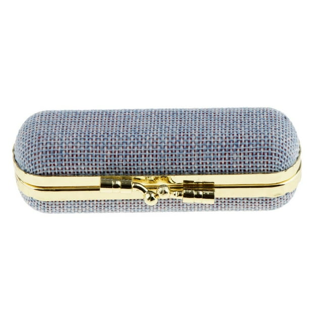 Soft Linen Holder With Mirror,Solid Random Color Makeup Jewelry Holder Box Lip