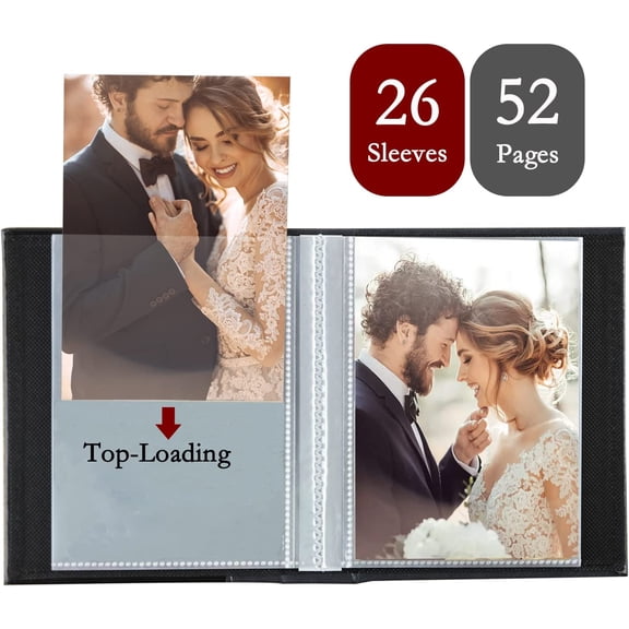 8x10 Inch Photo Album, Transparent Page Pockets, Leather Cover, Slip-In Photo Album, Fits 50 Vertical 8x10 Photos, Wedding Family Album (Blue)