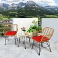 thumbnail image 1 of Gymax 3PCS Rattan Patio Bistro Set Conversation Furniture Set w/ Red Cushions, 1 of 10