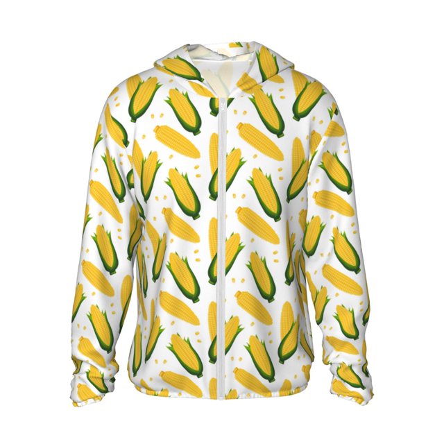Fotbe Corn On The Cob Chaqueta con Protección Solar UPF 50+ para Hombre y Mujer, Camisa con Capucha y Bolsillos-Large