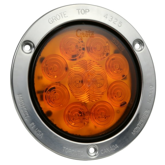 Grote 53303 SuperNova 4" 10-Diode Pattern LED Stop Tail Turn Light - Theft-Resistant Flange, Male Pin, Auxiliary Turn