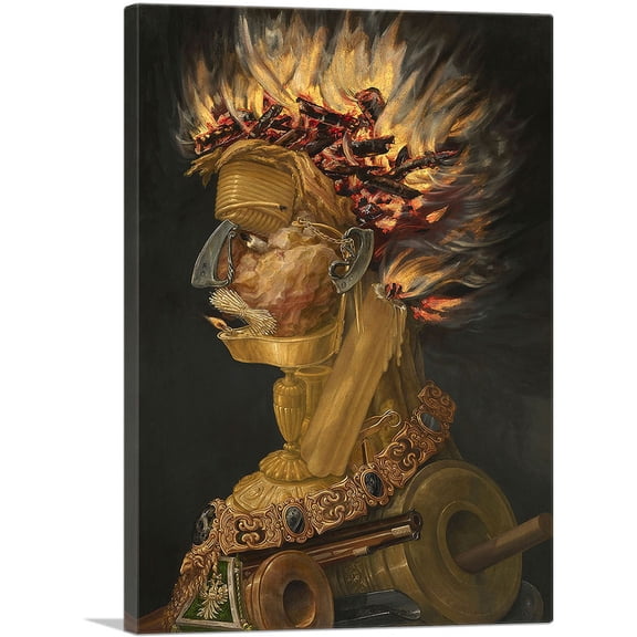 ARTCANVAS Fire 1566 Canvas Art Print by Giuseppe Arcimboldo - Size: 18" x 12" (1.50" Deep)