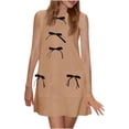 thumbnail image 2 of Ovzne Robes d'Été pour Femmes Robe d'Été Sans Manches Mini Robe Décontractée avec Nœud Col Rond Ample en Tricot avec Poches Robe d'Été en Liquidation, 2 of 6