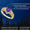 thumbnail image 2 of Gem Stone King 18K Yellow Gold Plated Silver Purple Amethyst and White Moissanite Halo Ring for Women | 0.98 Cttw | Heart Shape 6MM | Gemstone February Birthstone | Size 8, 2 of 6