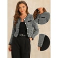 thumbnail image 2 of DARING DIVA Tweed Jacket Round Neck Button Front Closure Long Sleeve XS Black-White, 2 of 6