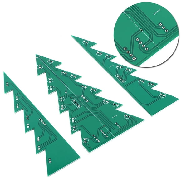 Hilitand Christmas Tree Circuit Board Module,Christmas LED Circuit Kit,3‑Dimensional Printed Circuit Board Module Christmas Tree LED DIY Kit With 3 Light Color