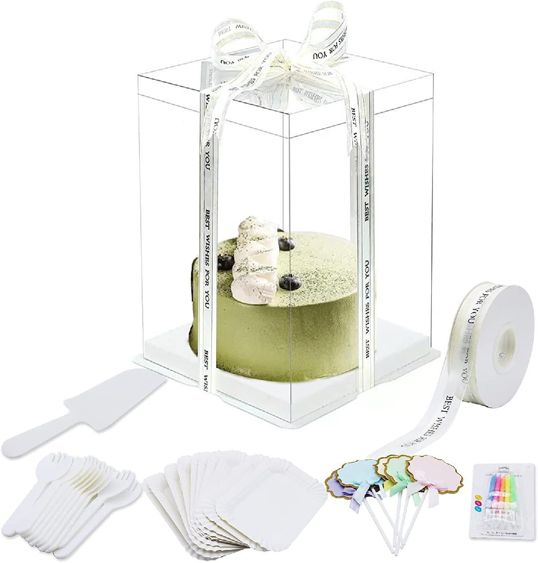 4Pcs Clear Cake Box Carrier Packaging, cake Transparent Box Carrier
