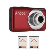 Angle View: Andoer 16MP 720P HD Digital Camera Video Camcorder with 2pcs Rechargeable Batteries 8X Optical & 4X Digital Zoom -shake 2.7inch LCD Screen Kids Christmas Gift