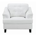 thumbnail image 2 of Benzara BM196652 Faux Leather Upholstered Wooden Chair with Tufted Cushioning & Wooden Feet, White & Black, 2 of 6