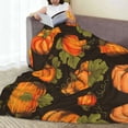 thumbnail image 6 of Zufioo Orange Pumpkin Autumn Maple Falling Leaves Fleece Blanket Queen Size,Plush Bed Blanket,Ultra Soft Throw Blanket,Plush Fuzzy Cozy Blanket Perfect for Bed,Couch-60"x50", 6 of 7