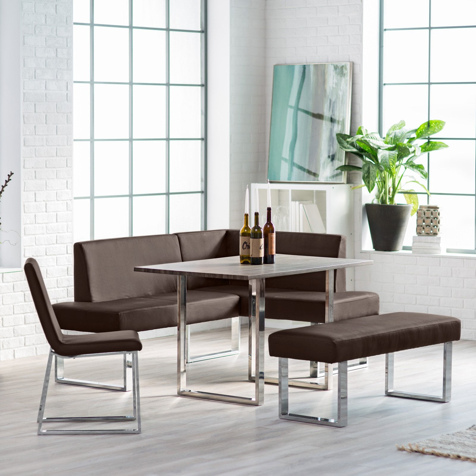 Awesome Corner Breakfast Nook Part - 4: Nelson Corner Breakfast Nook Set With Bench - Driftwood - Walmart.com