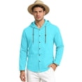 thumbnail image 5 of GrmtClth Shirts for Men Casual Button Shirts Summer Cotton Linen Hoodie Beach Long Sleeve Shirts Top with Hood for All Season S, 5 of 6