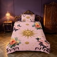 thumbnail image 2 of Homewish Girls Blossoms Twin Duvet Cover, Hippie Sun Stars Twin Bedding, Pink, Pink Reversible 2 Pieces, 1 Duvet Cover and 1 Pillowcase, 2 of 5