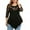 Black, variant on Viikei Women's Plus Size Short Sleeve Solid Floral Lace O-Neck Asymmetric T-Shirt
