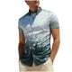 thumbnail image 2 of Blusa y camisa de manga corta con cuello vuelto para hombre, blusa informal de poliéster con estampado de rayas y degradado, abotonada y manga corta., 2 of 8