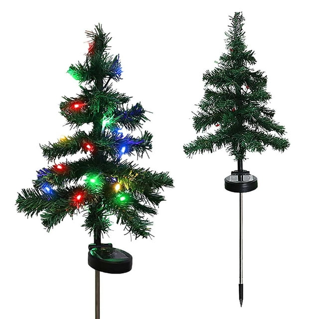 Luz LED solar para árbol de Navidad | Decoración de jardín exterior con encendido y apagado automático | Decoración navideña enchufable resistente a la intemperie para patio y jardín