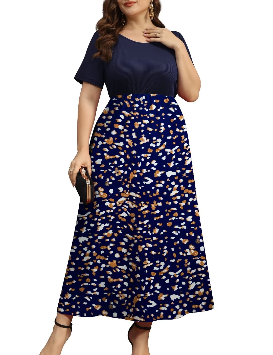 FOLUNSI Women's Plus Size Maxi Dress with Short Sleeves photo 2