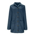 thumbnail image 6 of Women's Faux Suede Jacket Shirt Style Shacket Buttons Down Collar Jacket Long Sleeve Vintage Casual Daily Outerwear for Fall Winter,Blue,S, 6 of 8