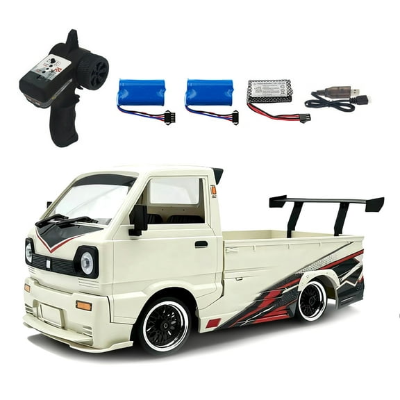 1/10 RC Drift Car, Brushless 2435 4000KV Motor Truck, 25KM/H Speed 2.4G Proportional Control, Metal Driveshaft – D-14S RTR White RC Drift Toy for Adults